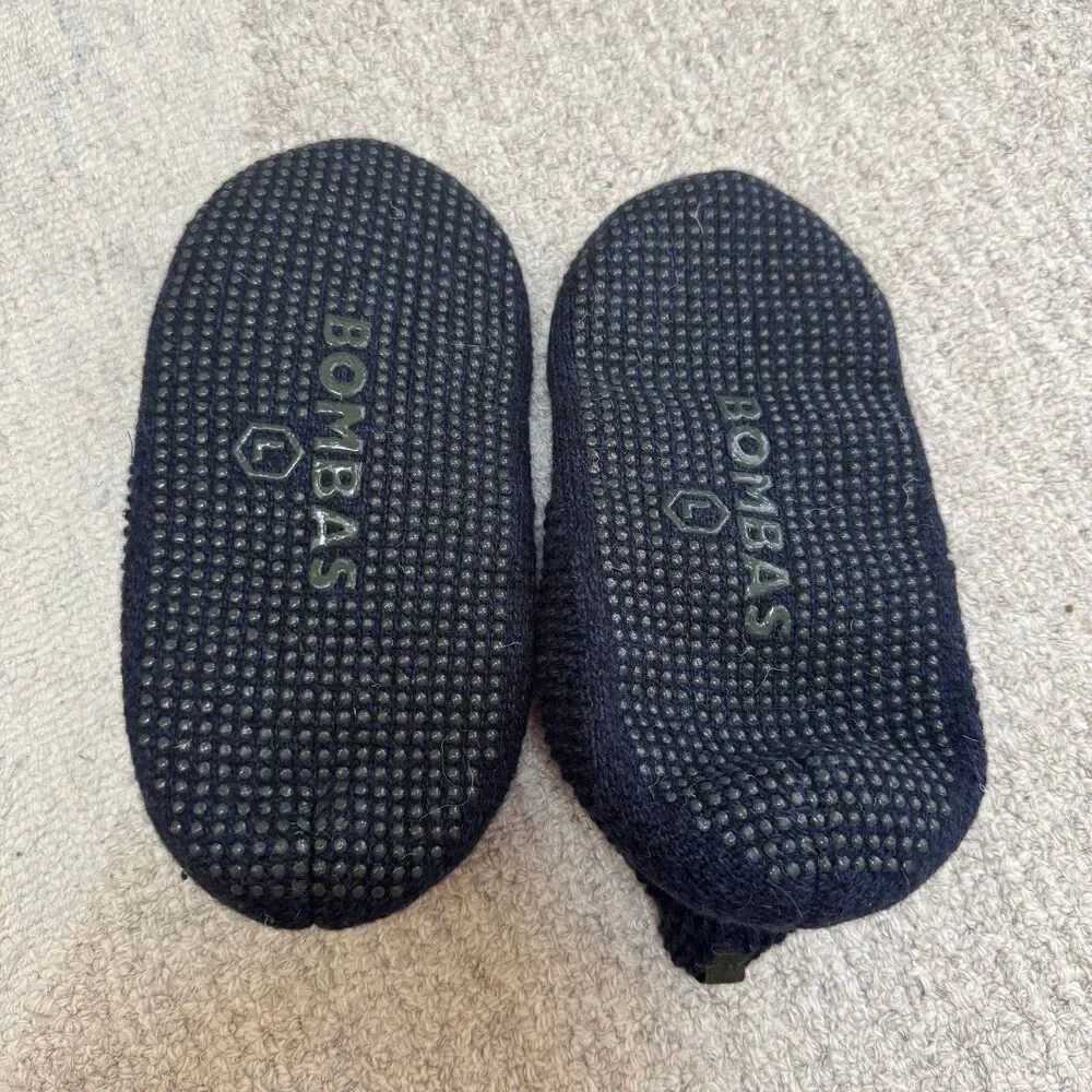 Bombas Gripper Slipper Socks Navy Knit House Shoes Adult Mens Size Large 10-12.5